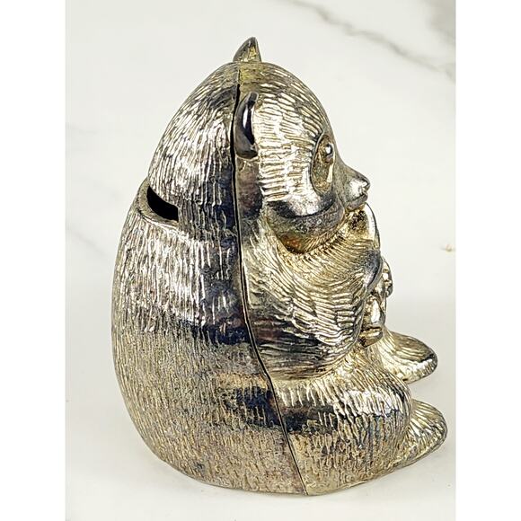 Panda Bear Silver Coin Bank 3 7/8" x 3" Piggy Bank Nursery Decor 90s Accent - Picture 9 of 14